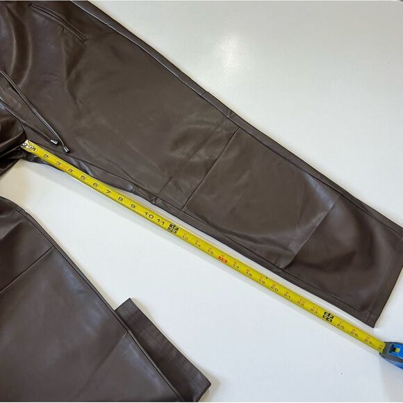 Anthropologie Faux Leather Brown Drawstring Pant XL - Picture 4 of 11